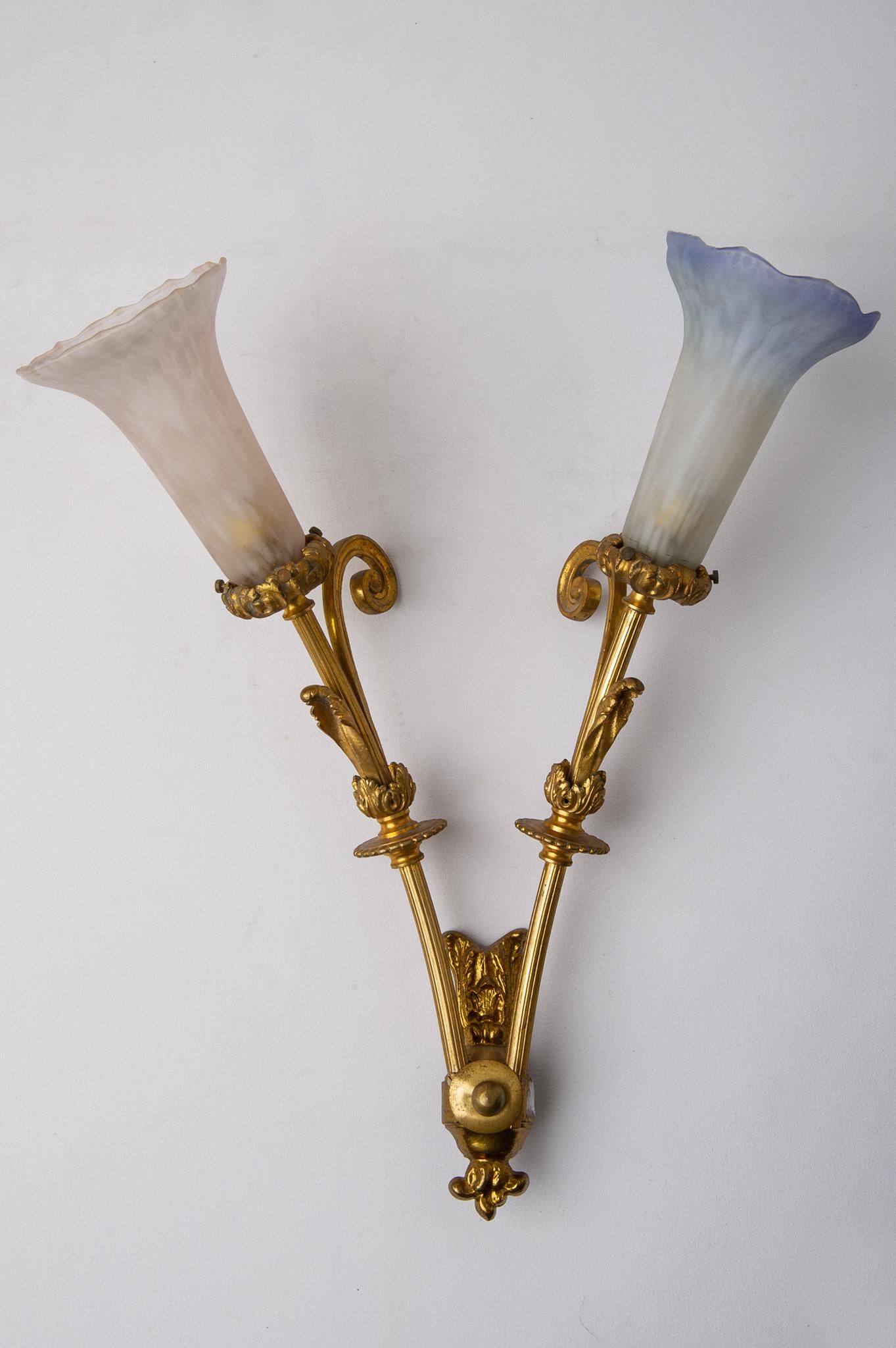 Other Pair of Italian Bronze Appliques or Wall Lamps For Sale