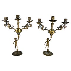 Paar italienische Bronze-Kerzenständer, 1960er-Jahre