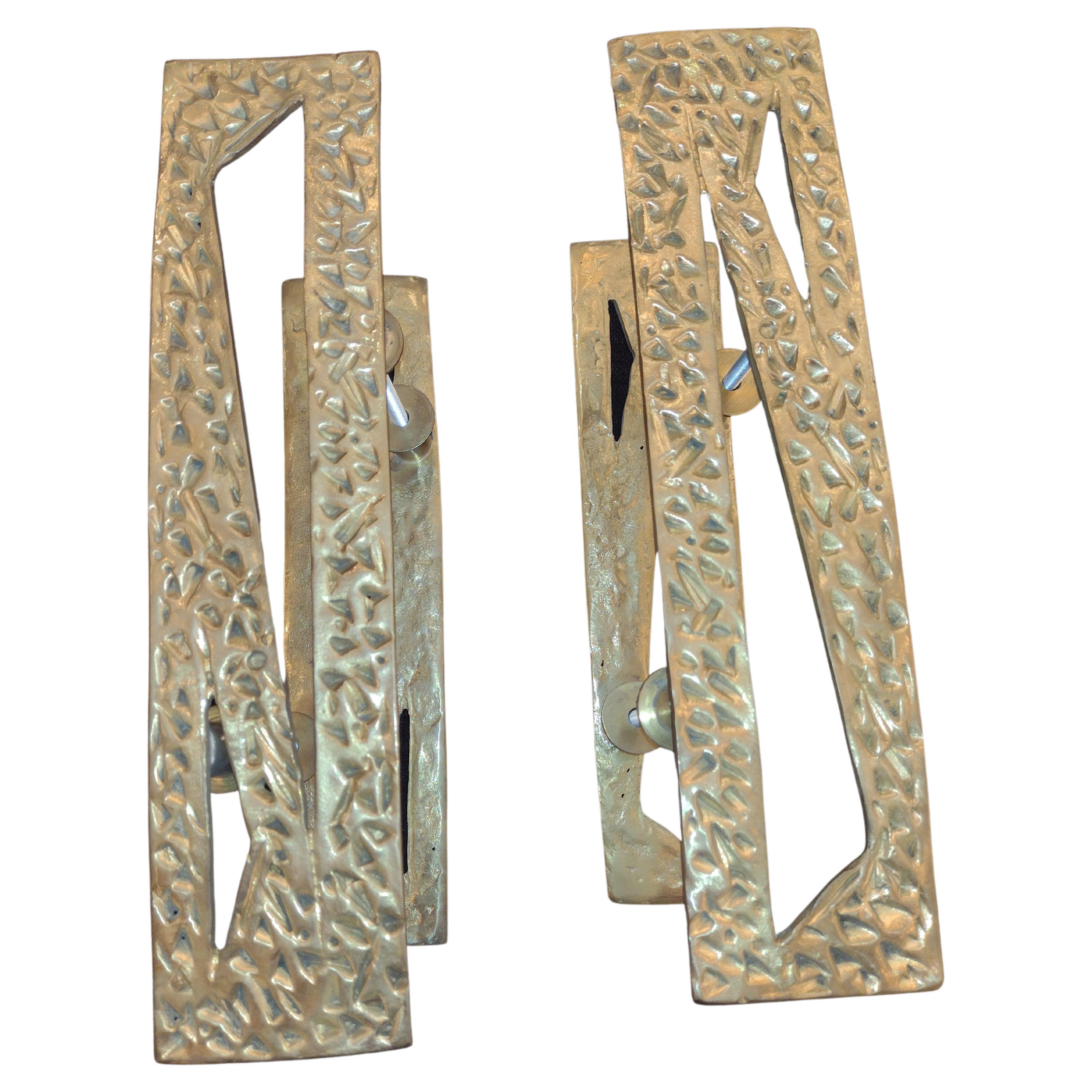 Pair of Italian Bronze Decorative Door Pull in Bronze For Sale