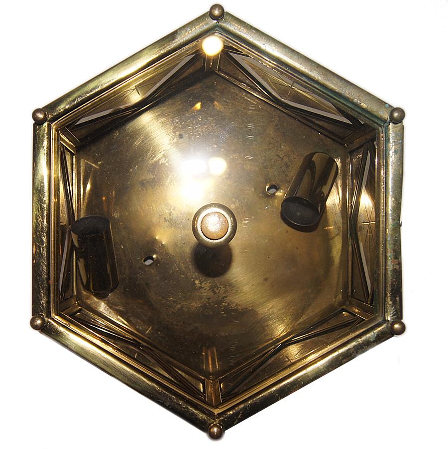 Beveled Pair of Italian Bronze Flush-Mounted Fixtures, Sold Individually  For Sale