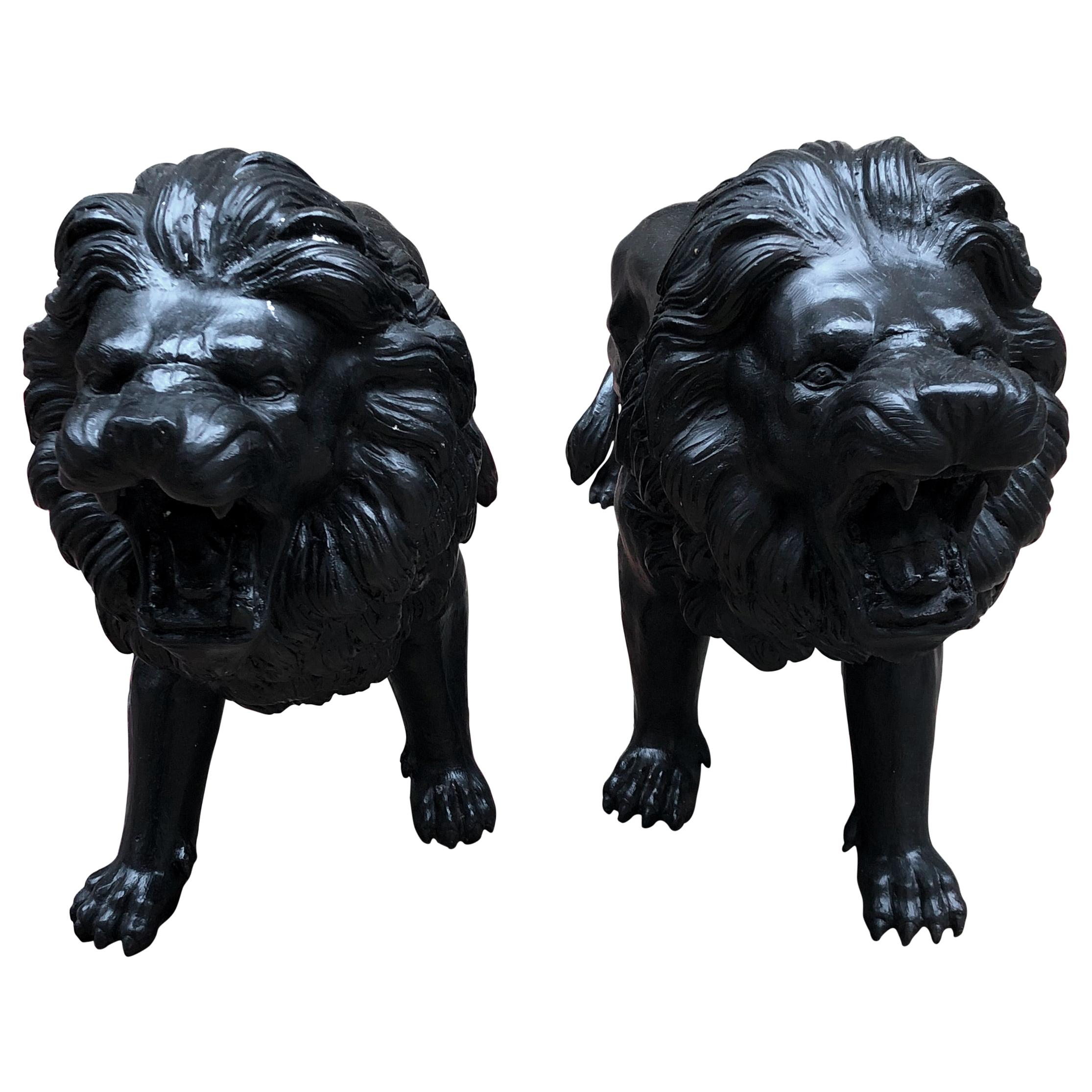 Pair of Italian Bronze Lions Medici Statues, 20th Century at 1stDibs