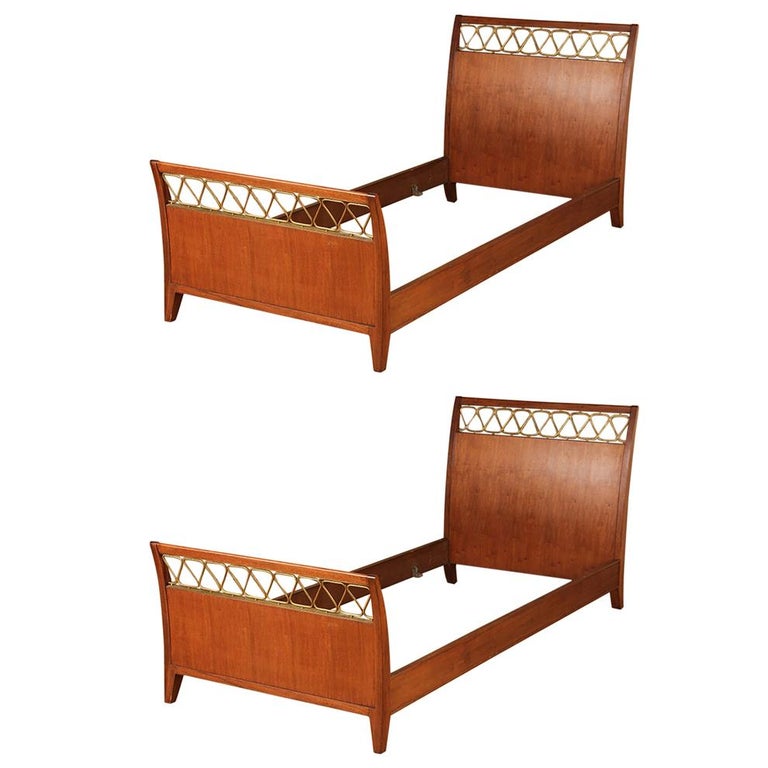 Pair of Italian BronzeMounted and Mahogany Twin Beds For Sale at 1stdibs