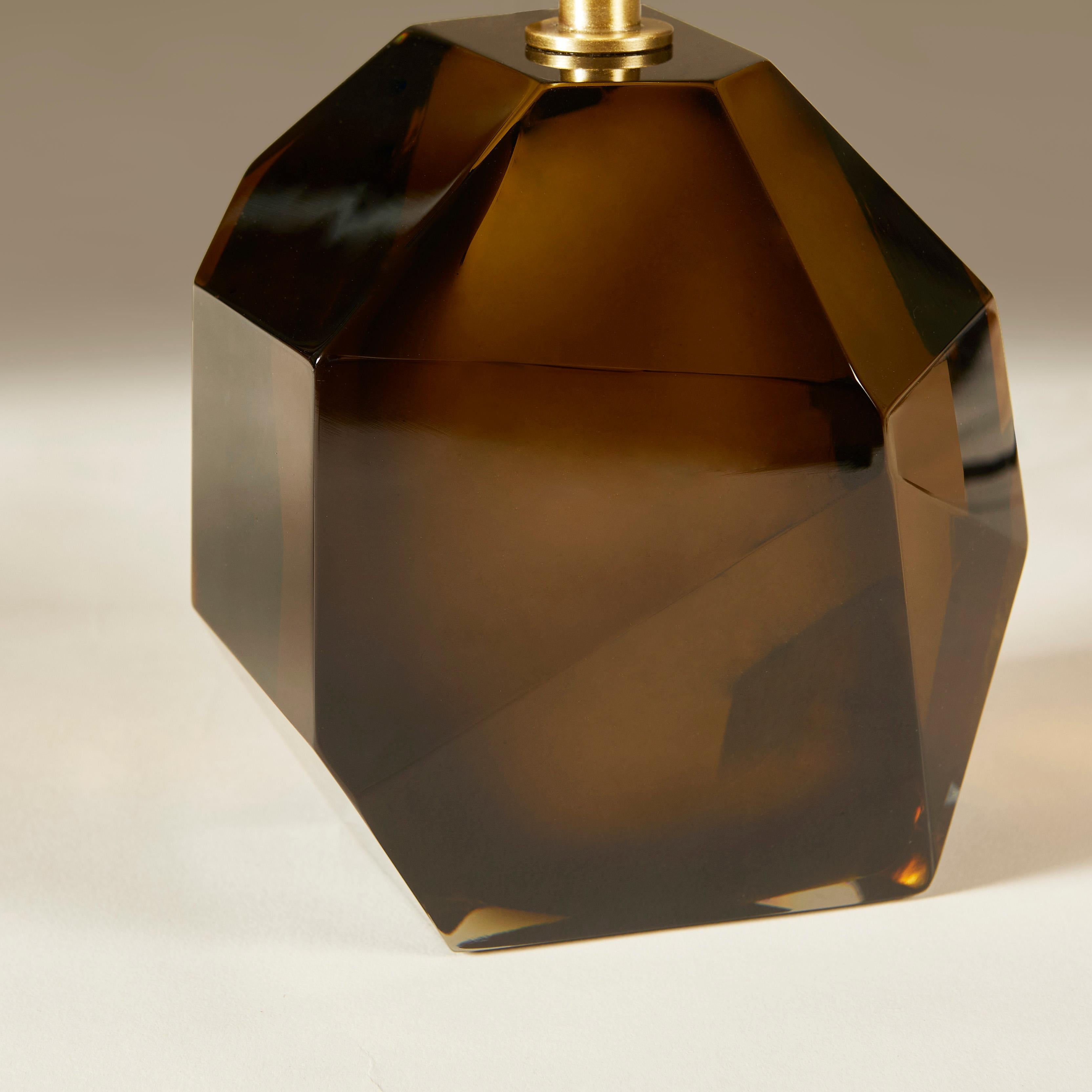 Pair of Italian Bronze Murano Rock jewel Table Lamps For Sale 2