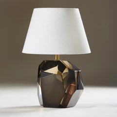 Pair of Italian Bronze Murano Rock jewel Table Lamps
