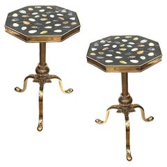 Coppia di tavoli in bronzo italiano in PIETRA DURA