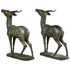 Pair of Italian Bronze Standing Deer