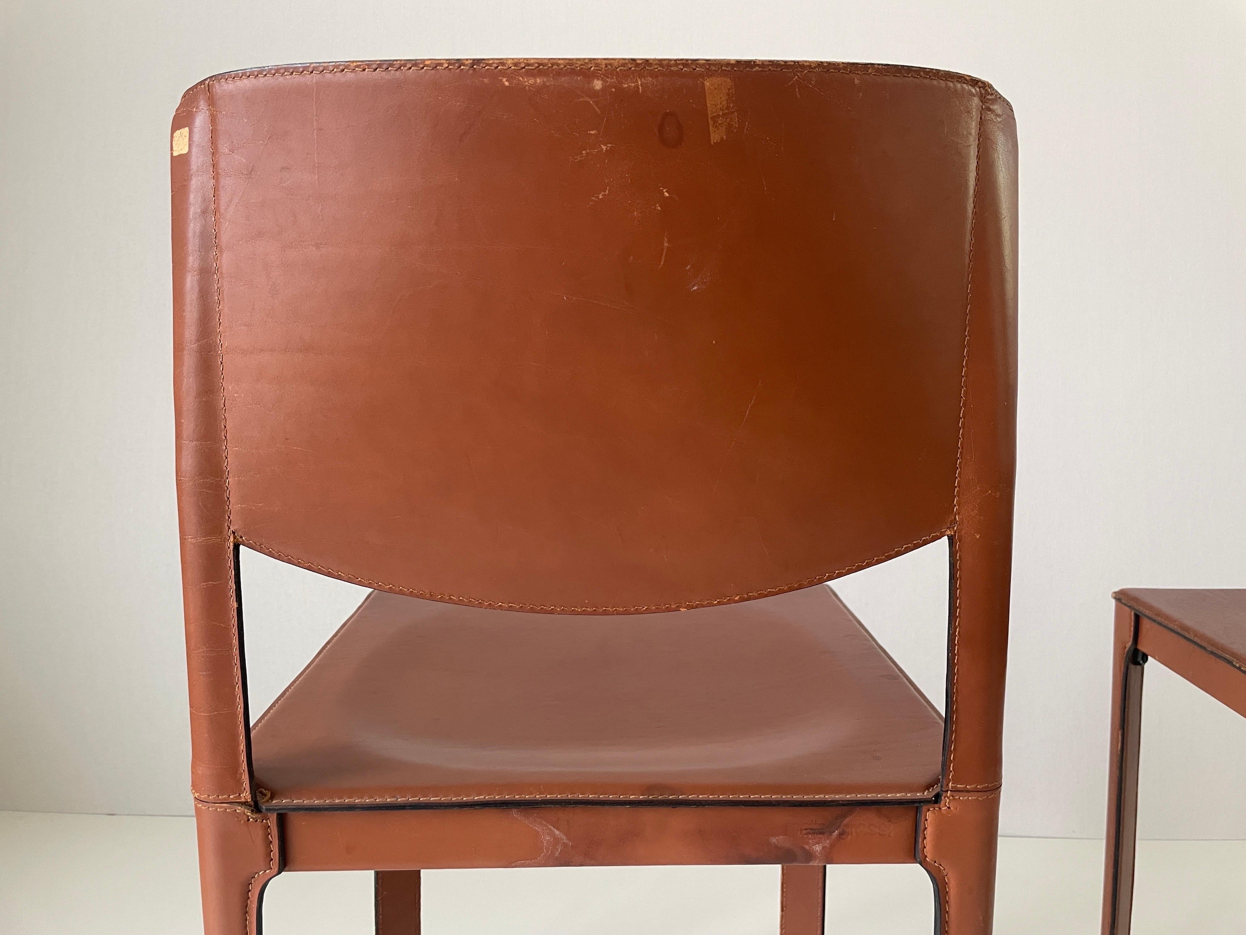 Paire de chaises italiennes en cuir Brown par Matteo Grassi, années 1970, Italie en vente 6