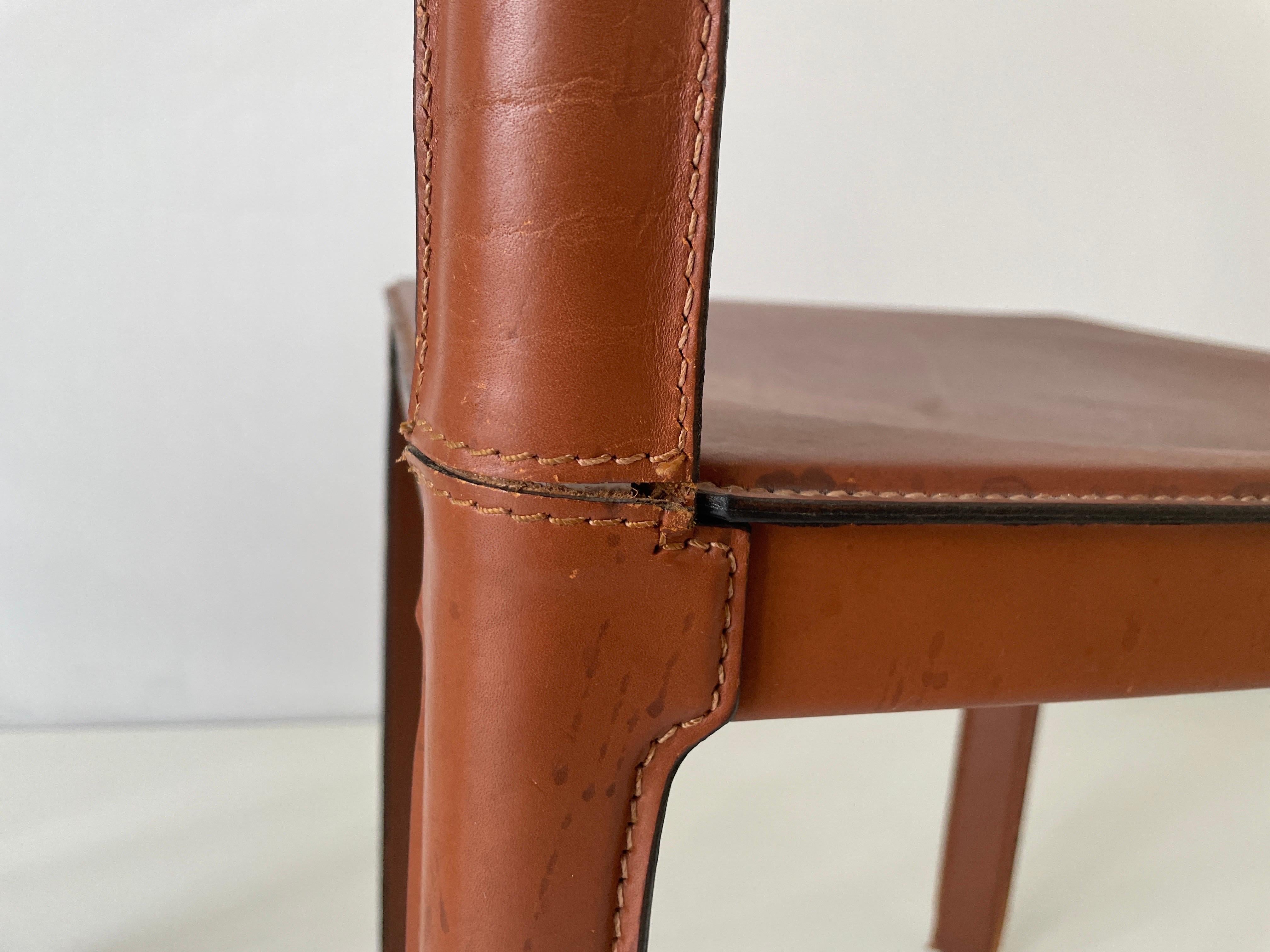 Paire de chaises italiennes en cuir Brown par Matteo Grassi, années 1970, Italie en vente 7