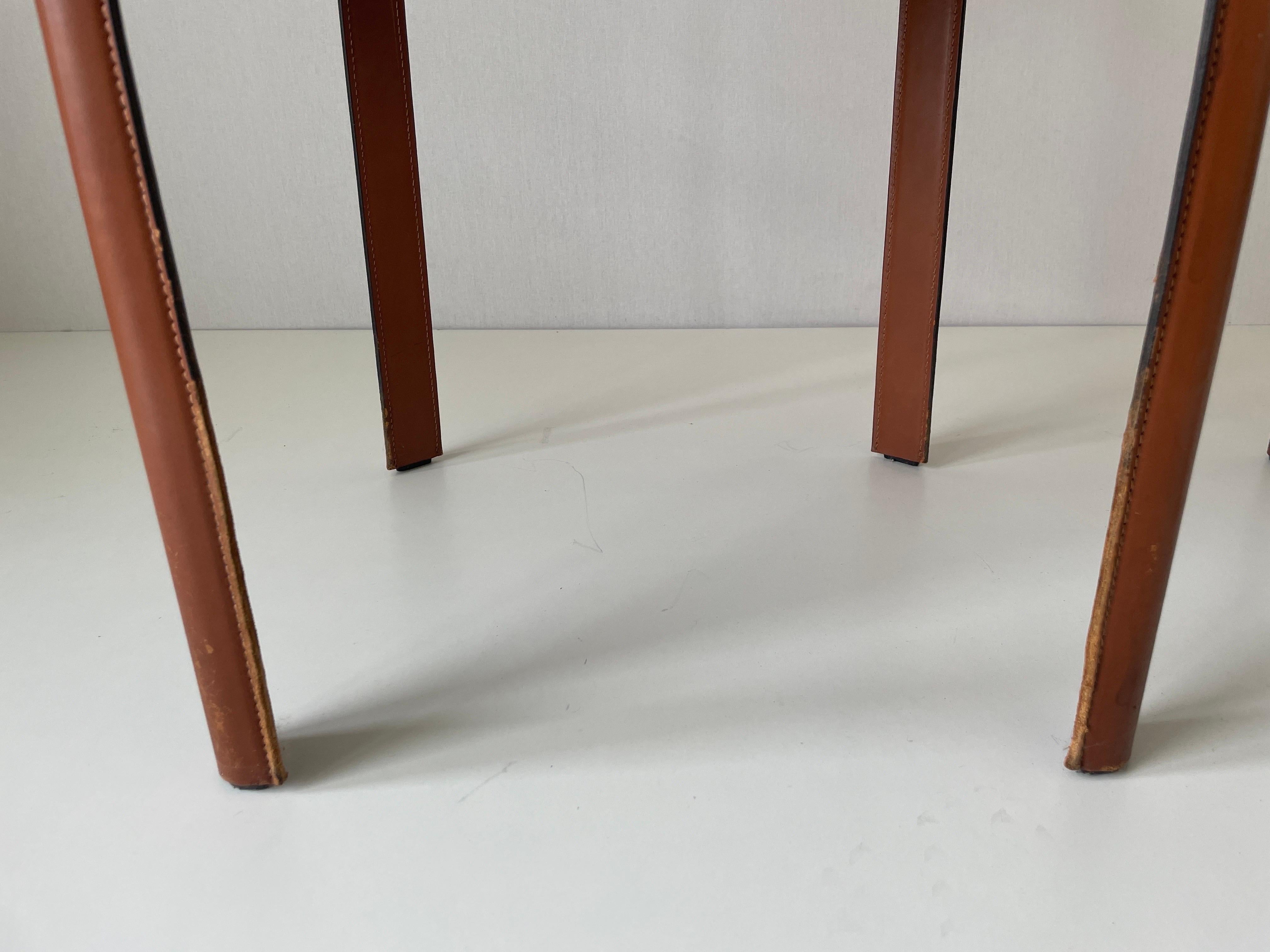 Paire de chaises italiennes en cuir Brown par Matteo Grassi, années 1970, Italie en vente 10