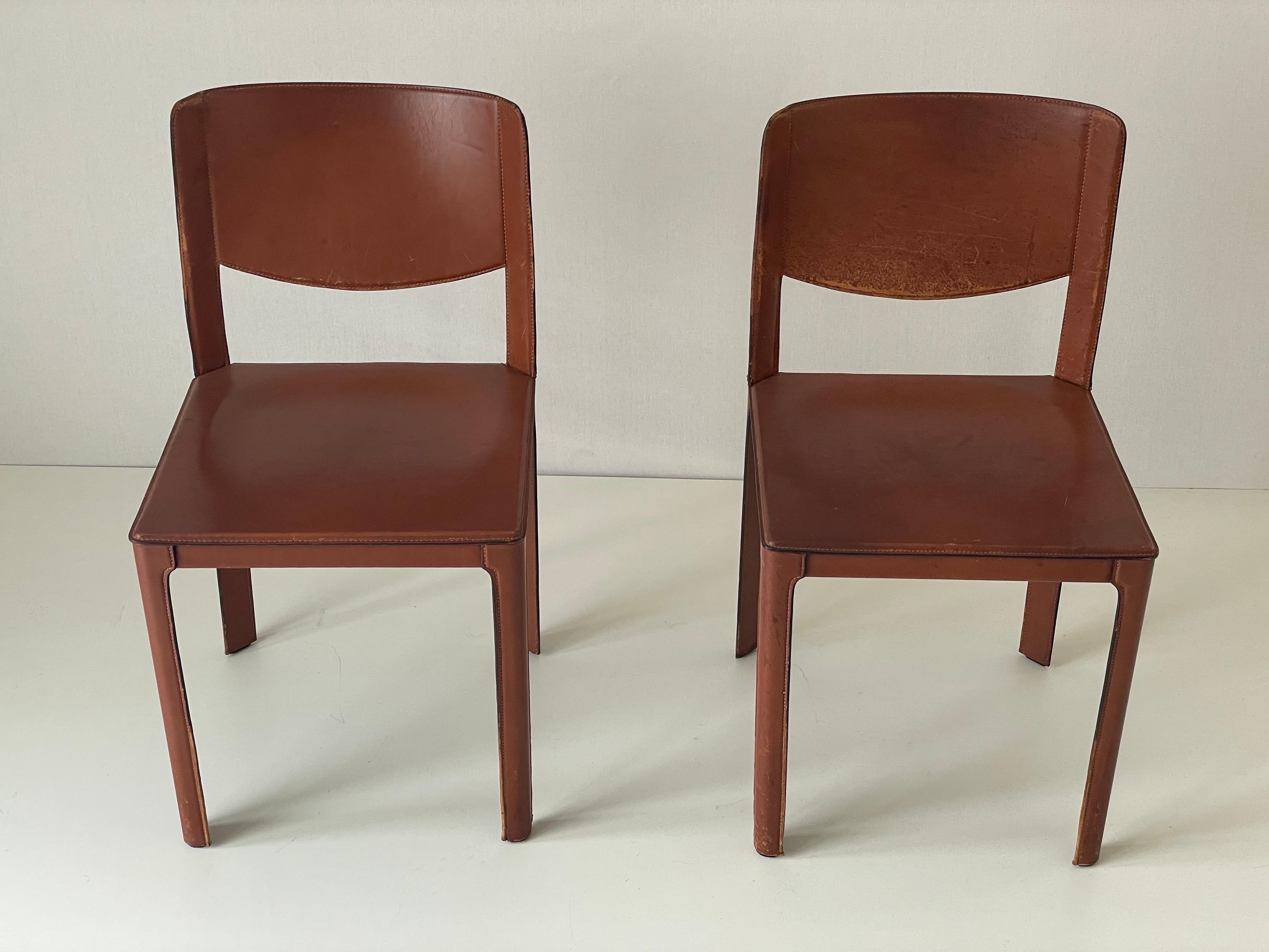 Pair of Italian Brown Leather Chairs by Matteo Grassi, 1970s, Italy

Measurements :

Height: 80 cm
Seating height: 45 cm
Seating: 44 cm x 44 cm

Please do not hesitate to ask us if you have any questions.