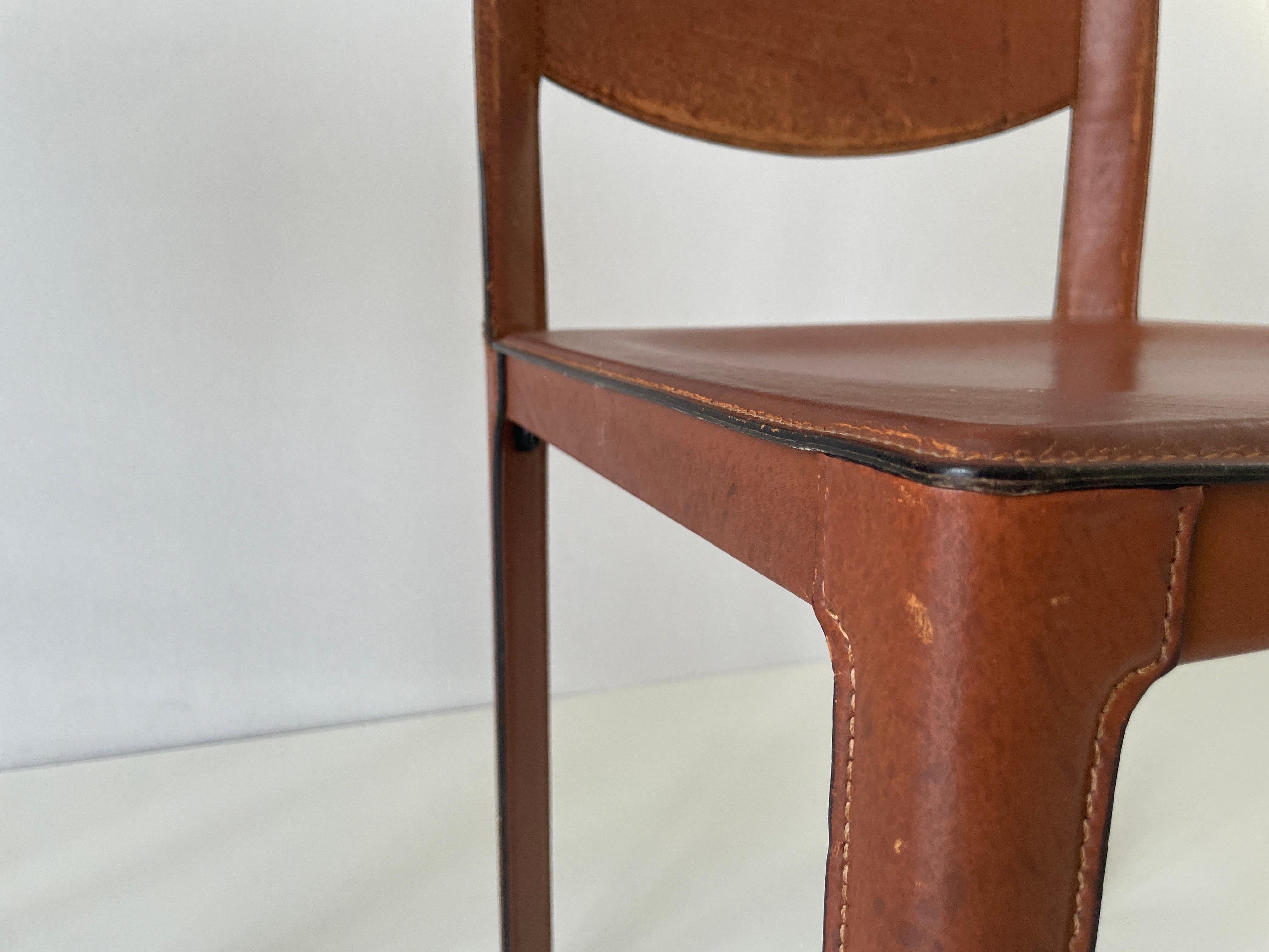 Pair of Italian Brown Leather Chairs by Matteo Grassi, 1970s, Italy For Sale 3