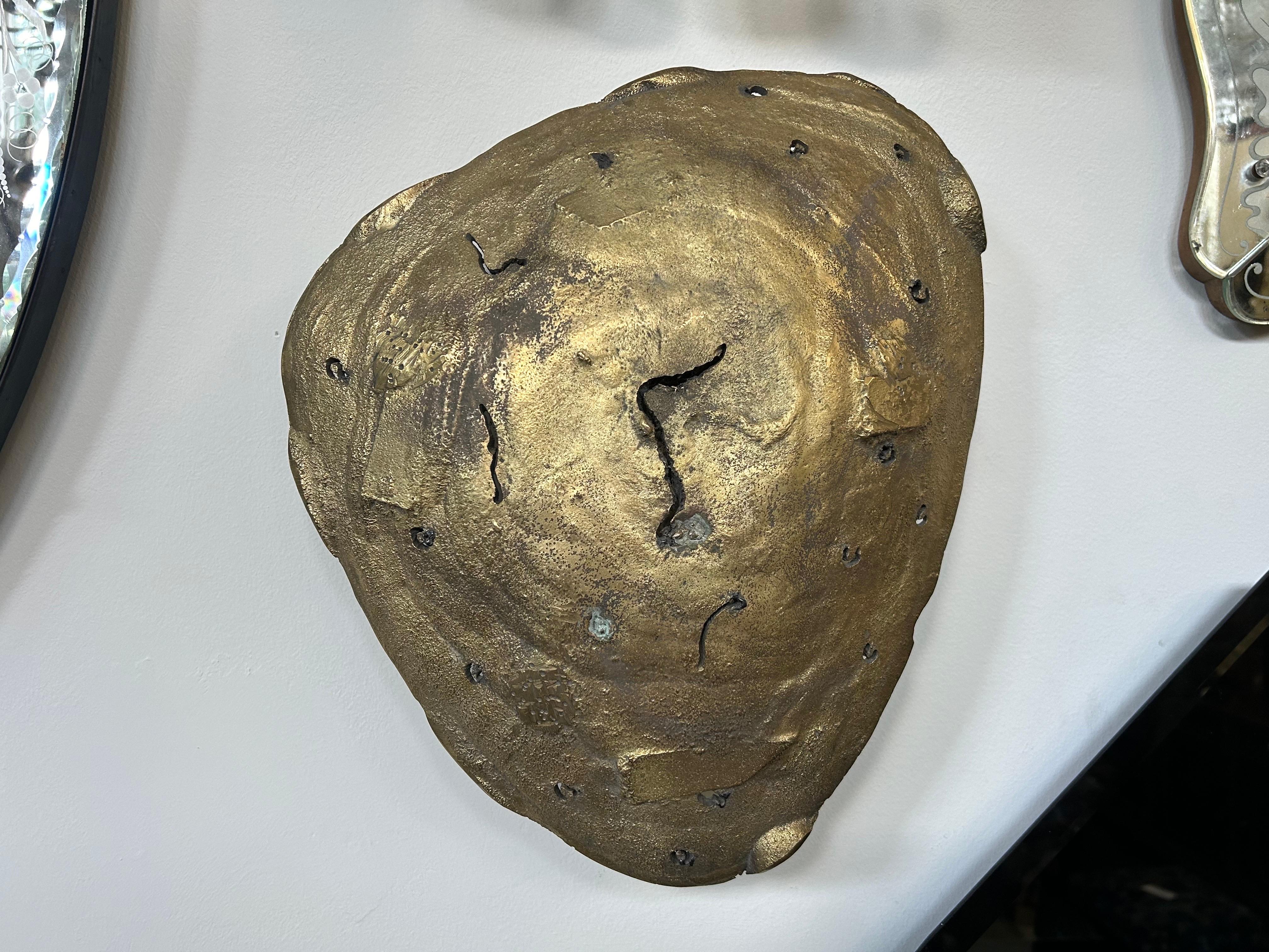 Brutalismo Coppia di applique italiane in bronzo brutalista in vendita
