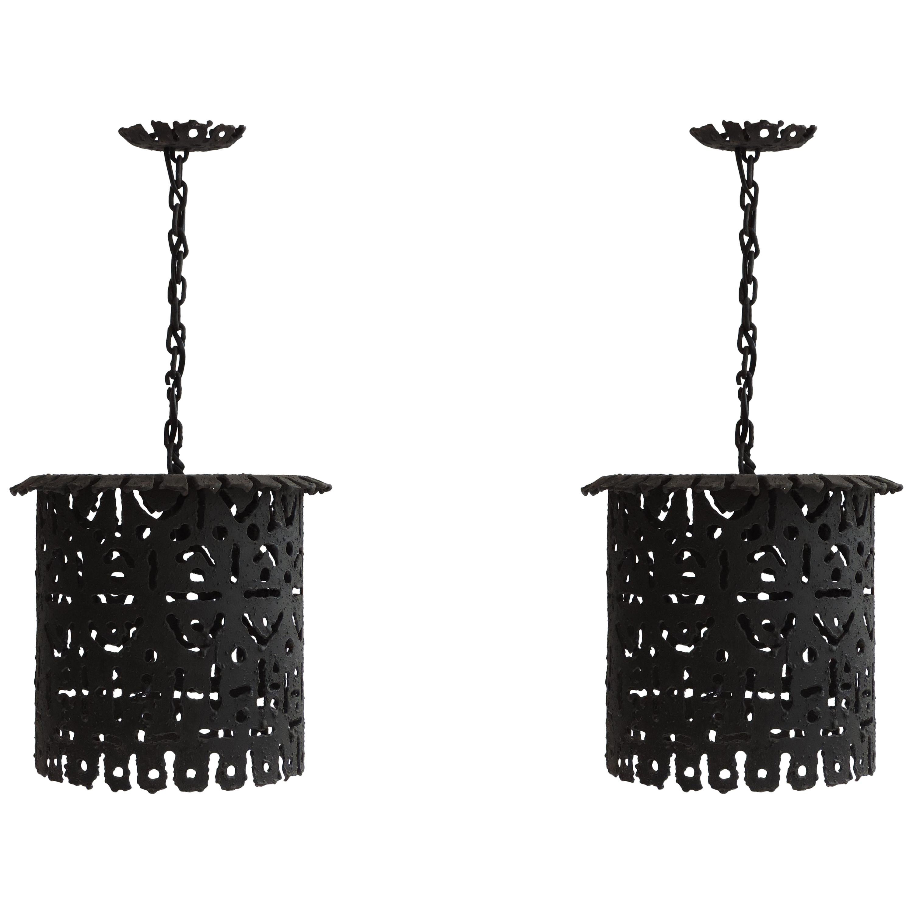 Pair of Italian Brutalist Lanterns, Italy, 1960s For Sale