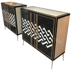 Pair of Italian Buffets in Tinted Glass