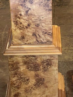 Pair of Italian Burl Walnut Columns