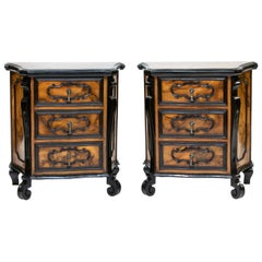 Pair of Italian Burl Wood Side Chest