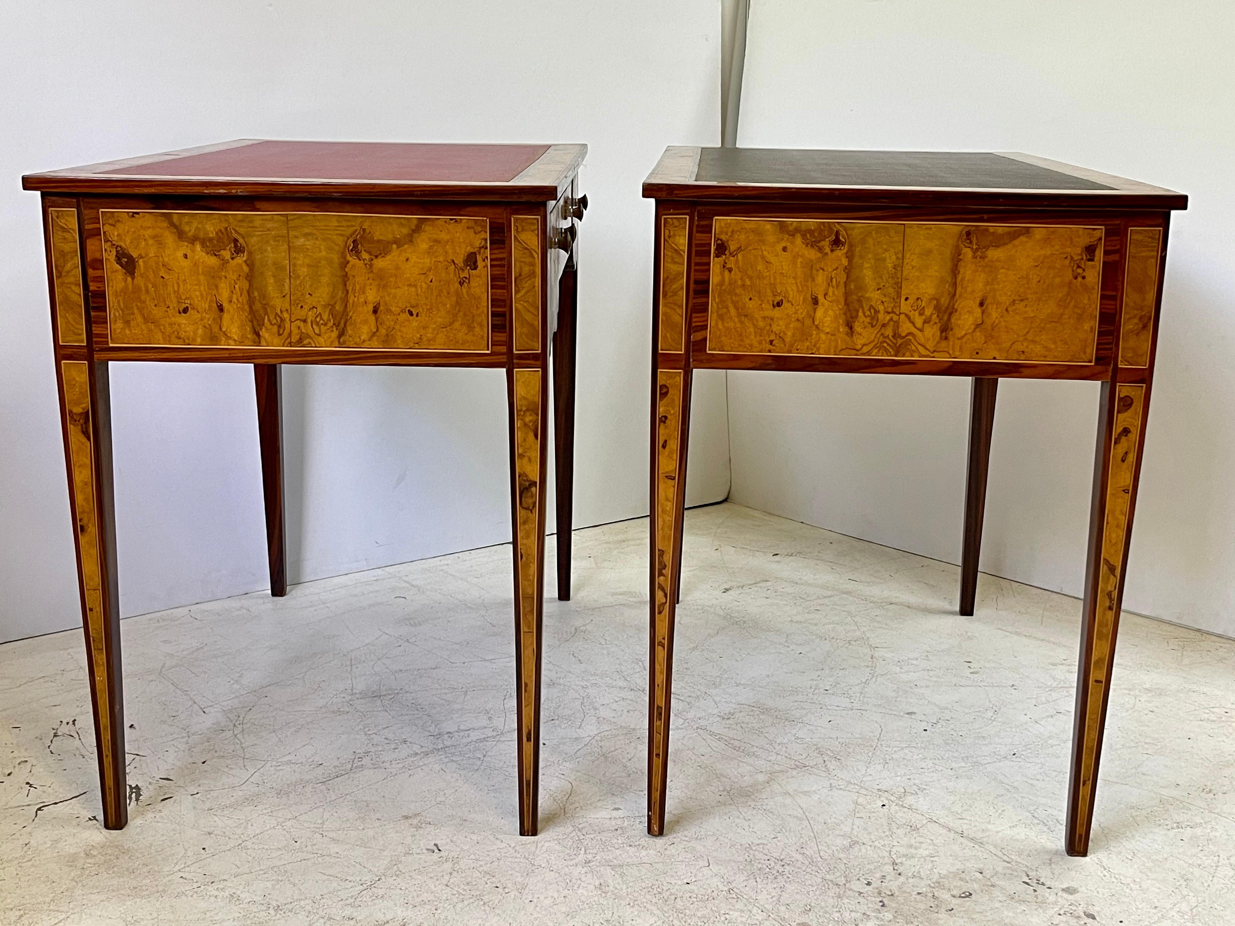 Neoclassical Pair of Italian Burl Wood Writing Tables For Sale