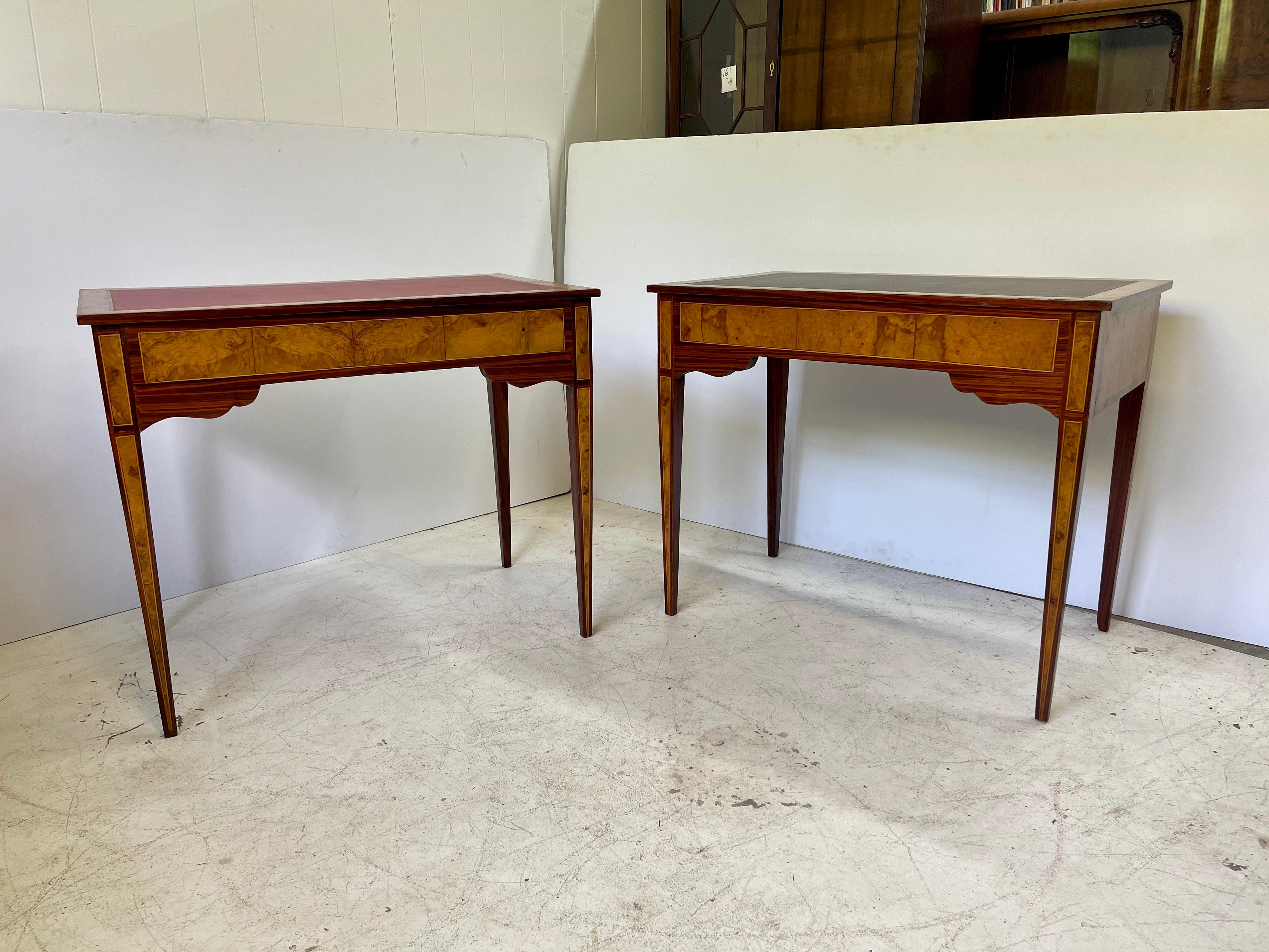 Pair of Italian Burl Wood Writing Tables In Good Condition For Sale In Atlanta, GA