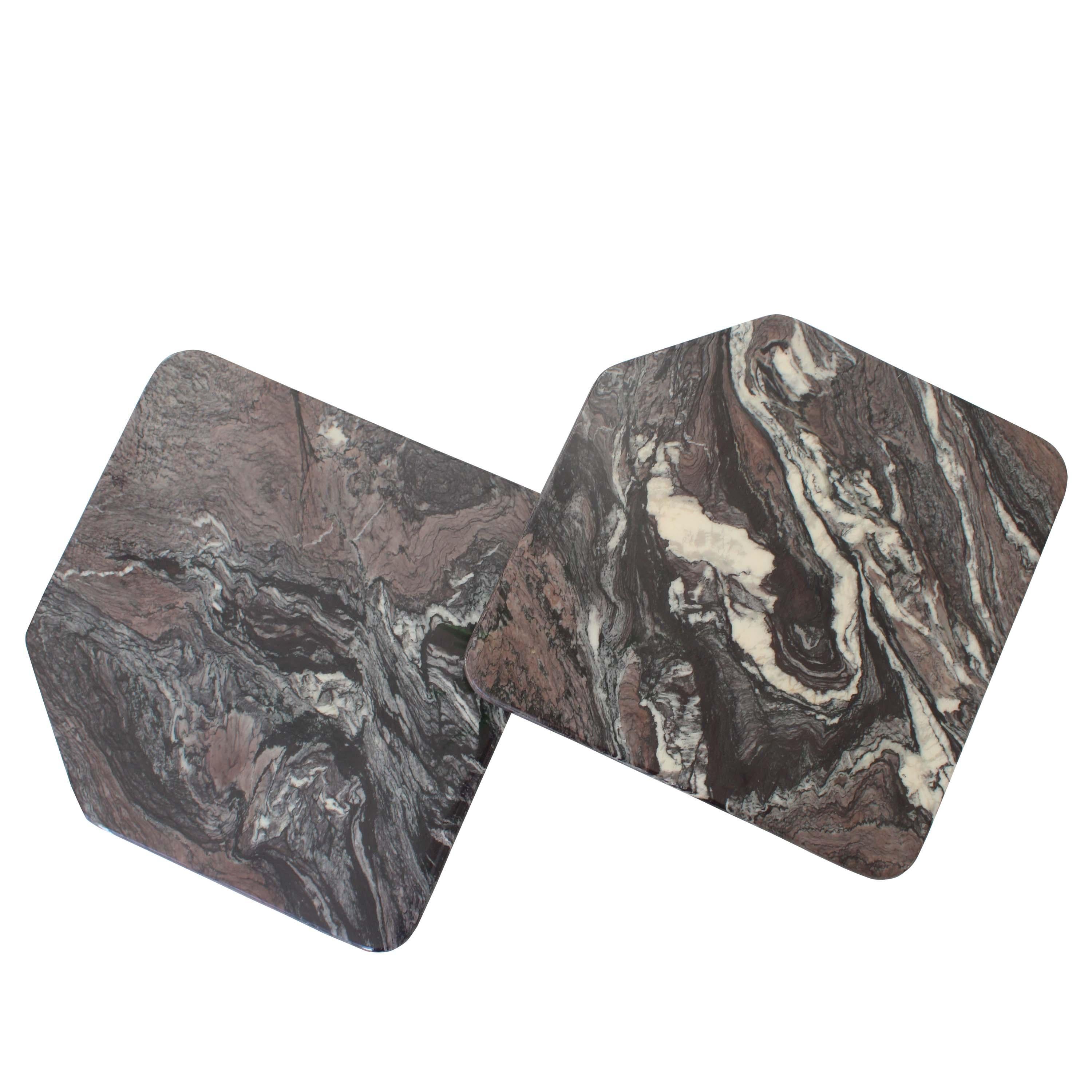 Mid-Century Modern Pair of Italian Calacatta Cipollino Marble Coffee Tables, 1970s For Sale