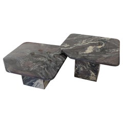 Pair of Italian Calacatta Cipollino Marble Coffee Tables, 1970s