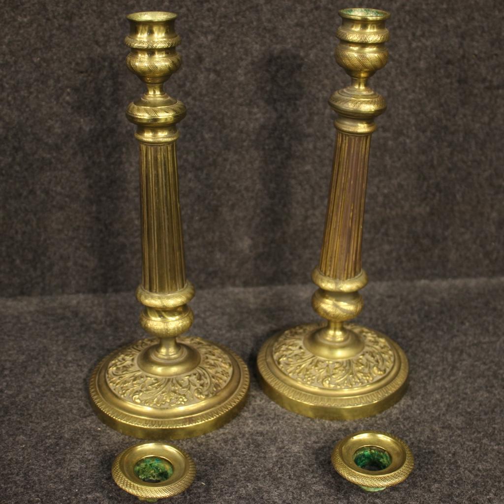 Pair of Italian Candelabra in Gilded Bronze, 20th Century For Sale 6
