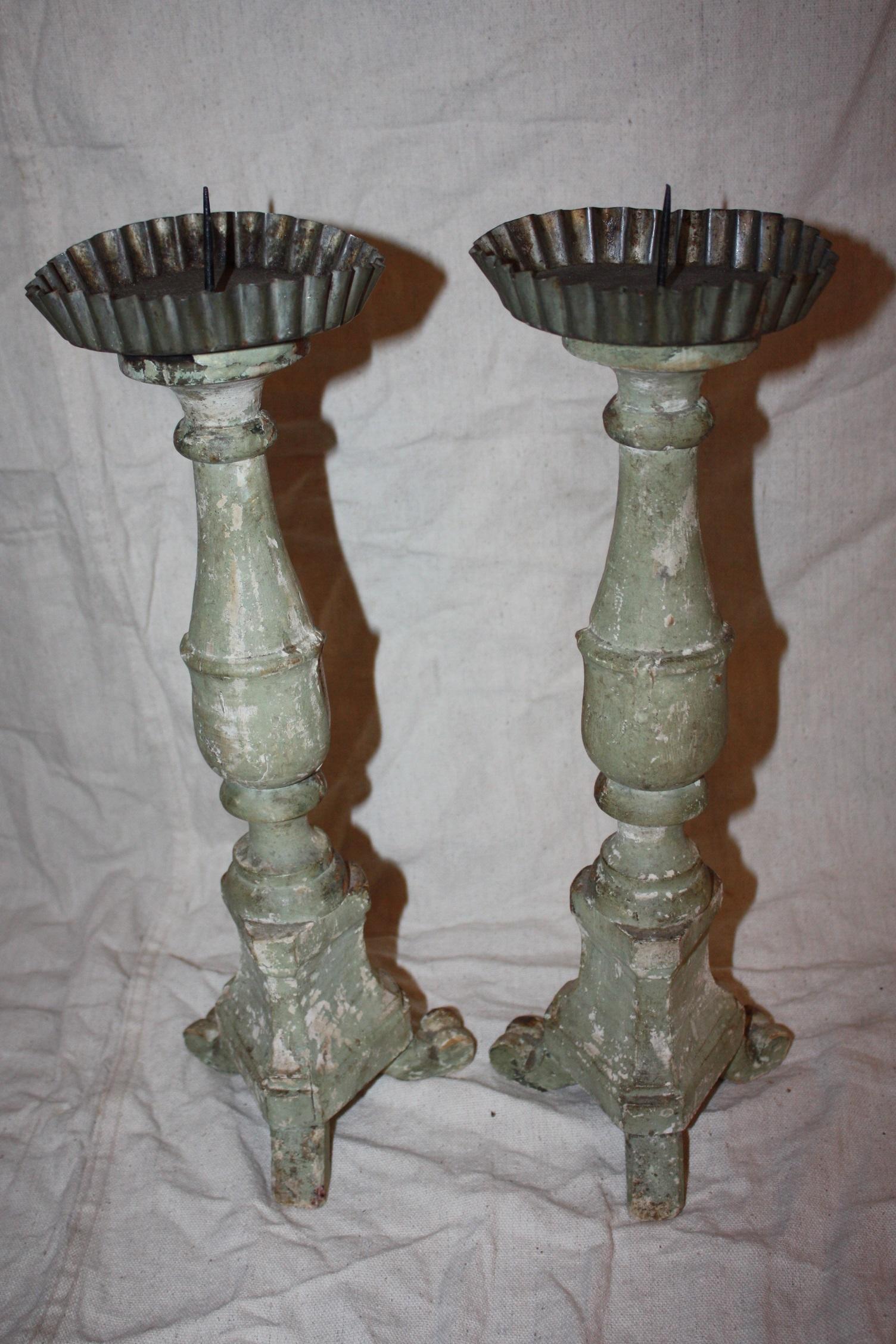 French Pair of Italian Candlesticks, 19th Century