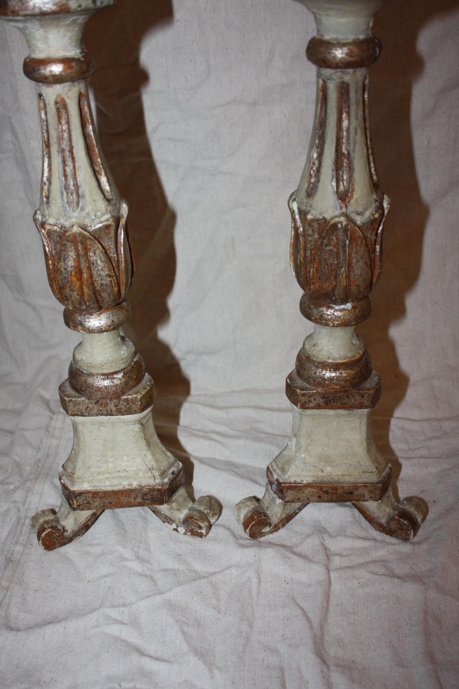 Pair of Italian Candlesticks, 19th Century In Good Condition In Fairhope, AL