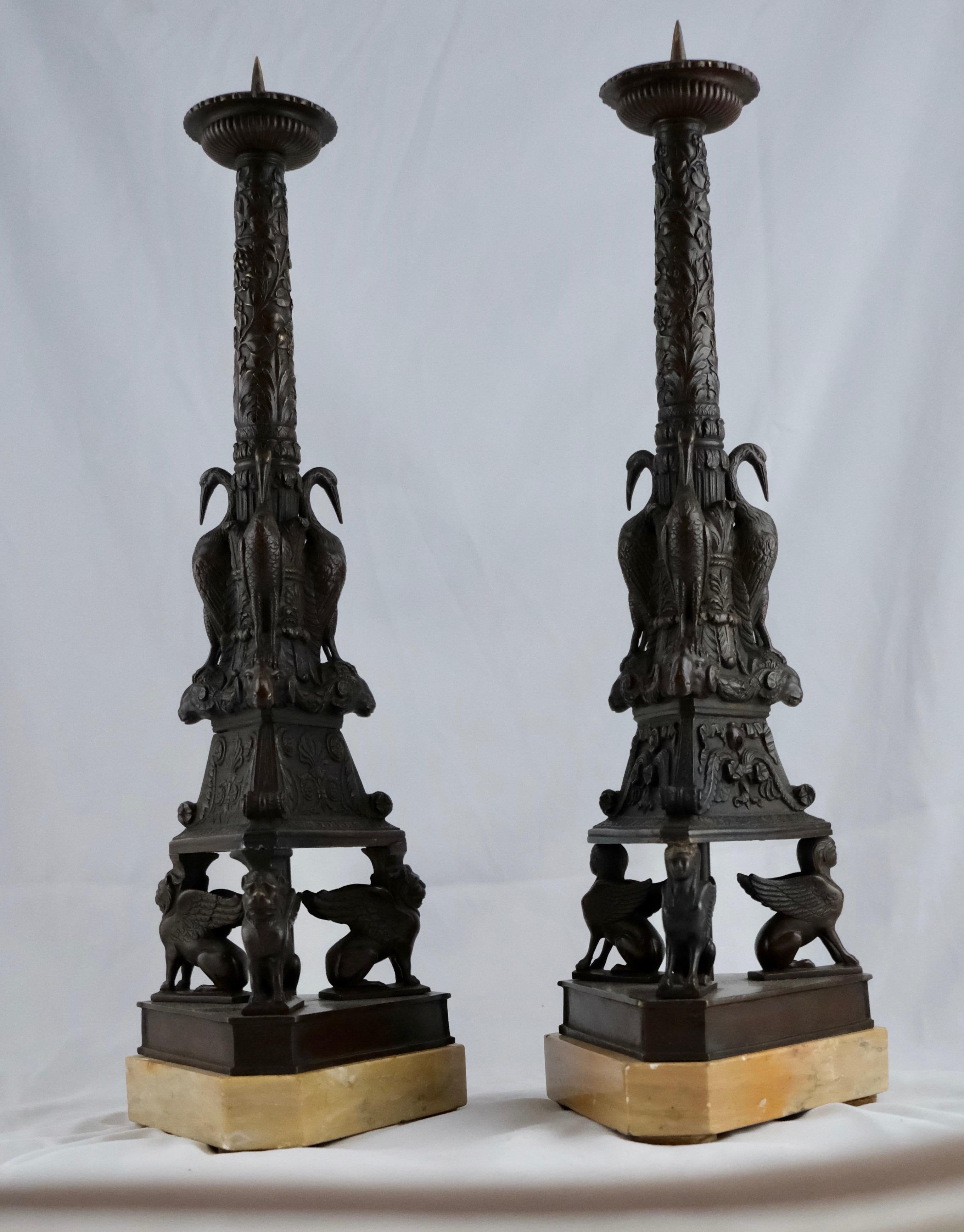 Pair of Italian Candlesticks, Grand Tour, Early 19th Century For Sale 12