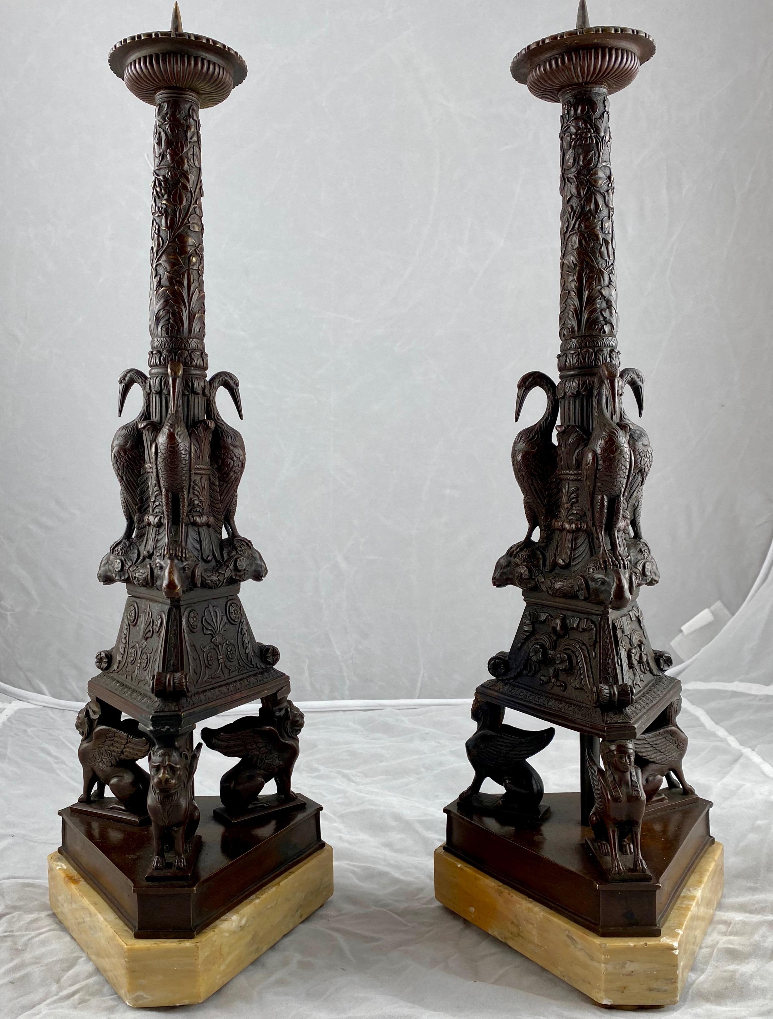 Pair of Italian Candlesticks, Grand Tour, Early 19th Century For Sale 3