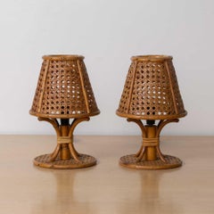 Ein Paar italienische Tischlampen aus Bambus und Schilfrohr