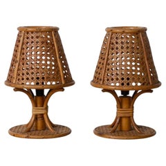 Ein Paar italienische Tischlampen aus Bambus und Schilfrohr