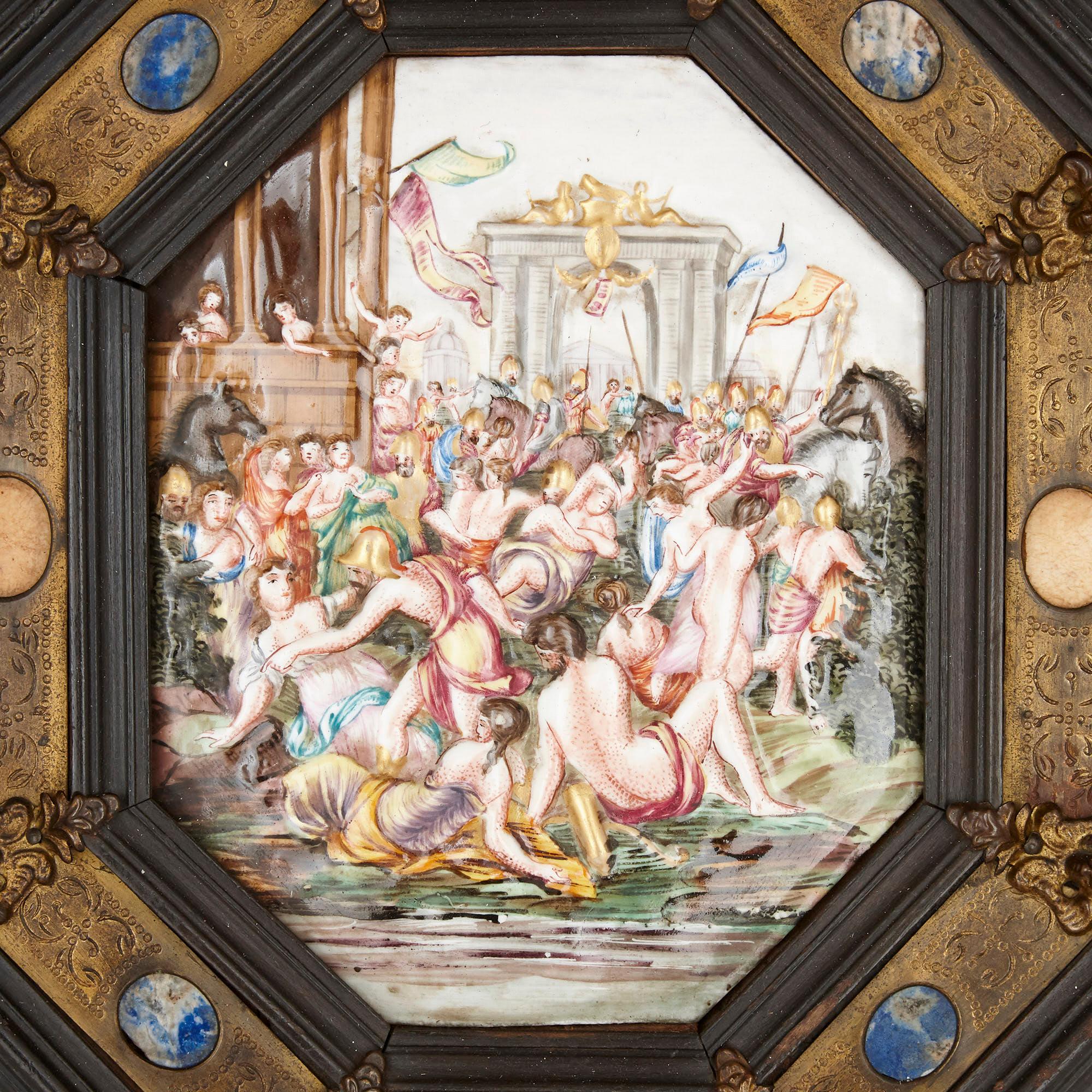 Pair of Italian Capodimonte Painted Porcelain Plaques In Good Condition For Sale In London, GB
