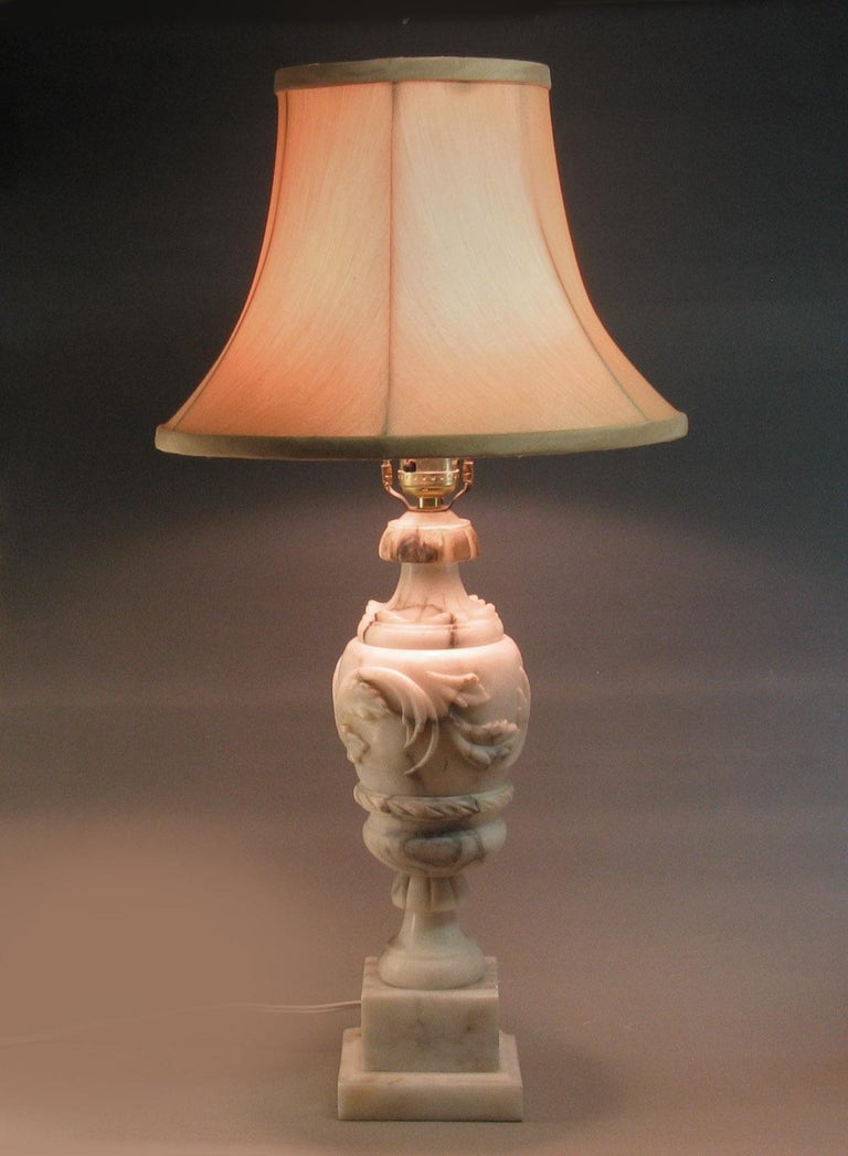 Pair of Italian Carved Alabaster Table Lamps at 1stDibs