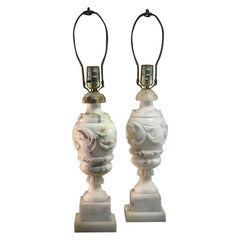 Pair of Italian Carved Alabaster Table Lamps