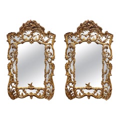 Pair of Italian Carved and Giltwood Mirrors