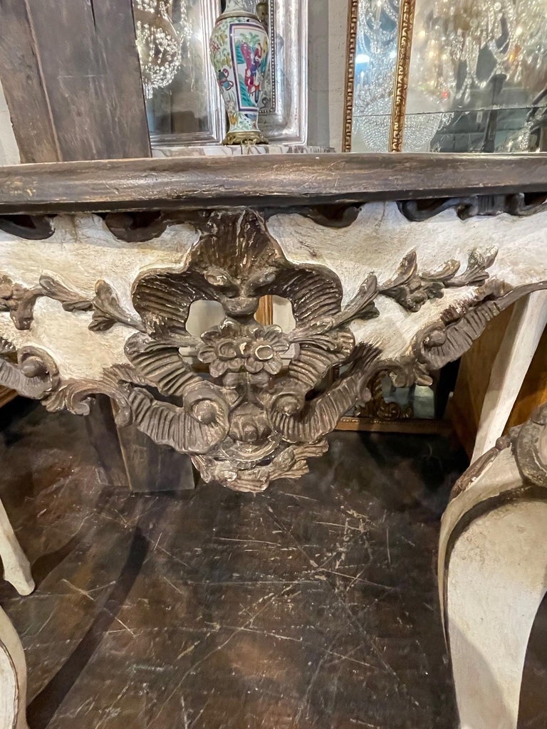 Pair of Italian Carved and Painted Consoles For Sale at 1stDibs