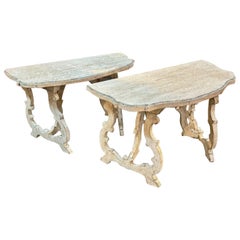 Pair of Italian Carved and Painted Consoles