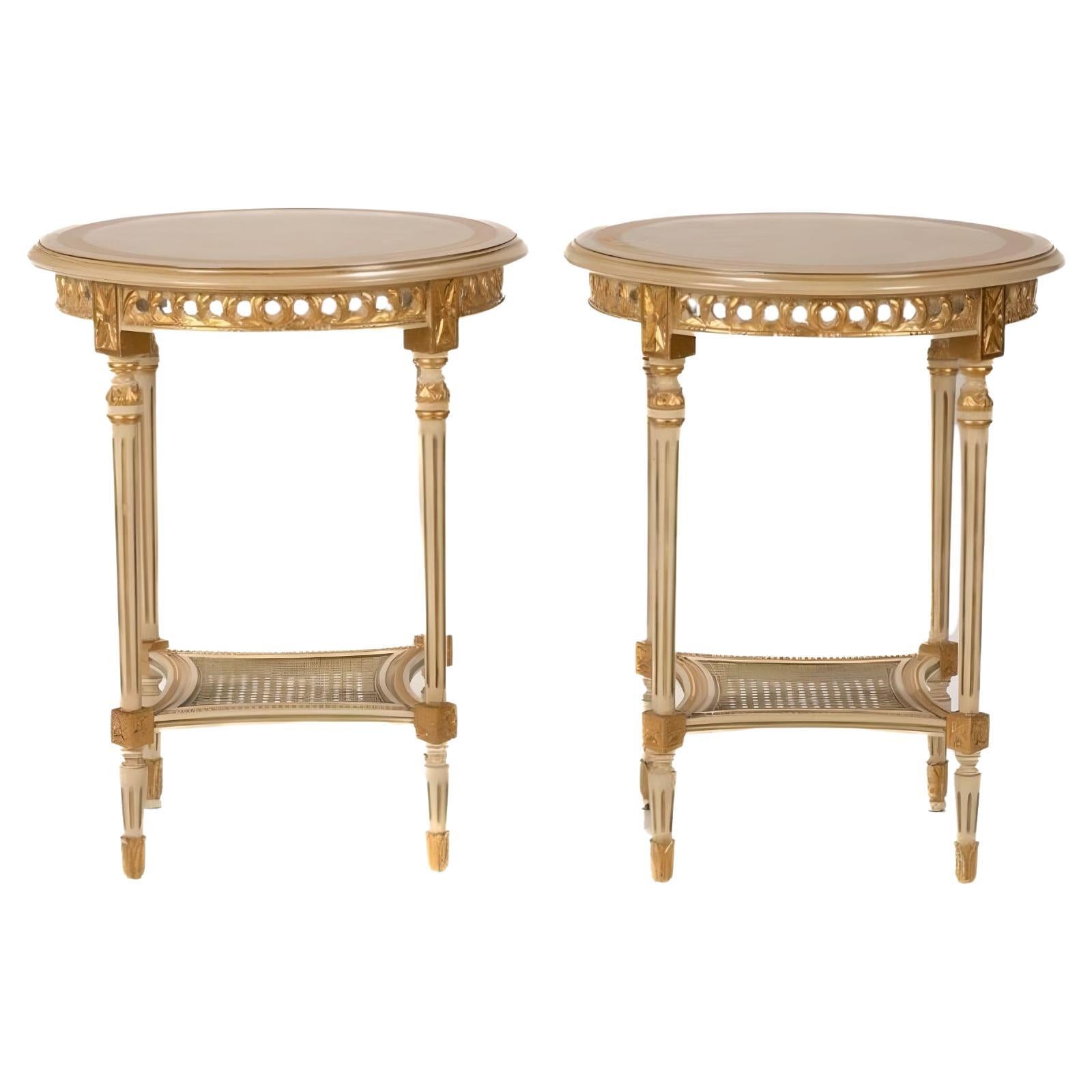 Pair of Italian Carved and Painted End Tables For Sale