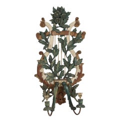 Pair of Italian Carved and Painted Wood Candle Sconces