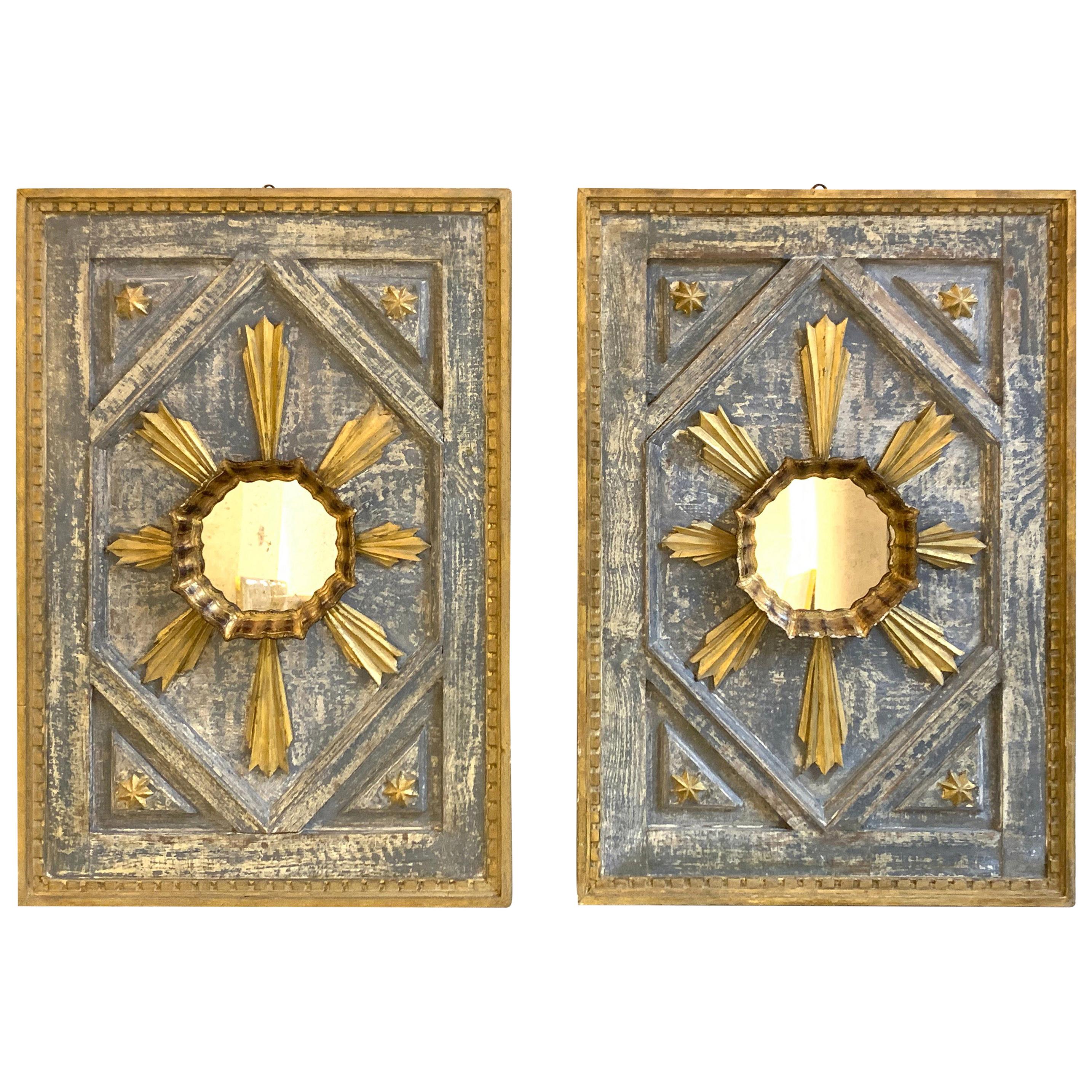 Pair of Italian Carved and Parcel Gilt Panels