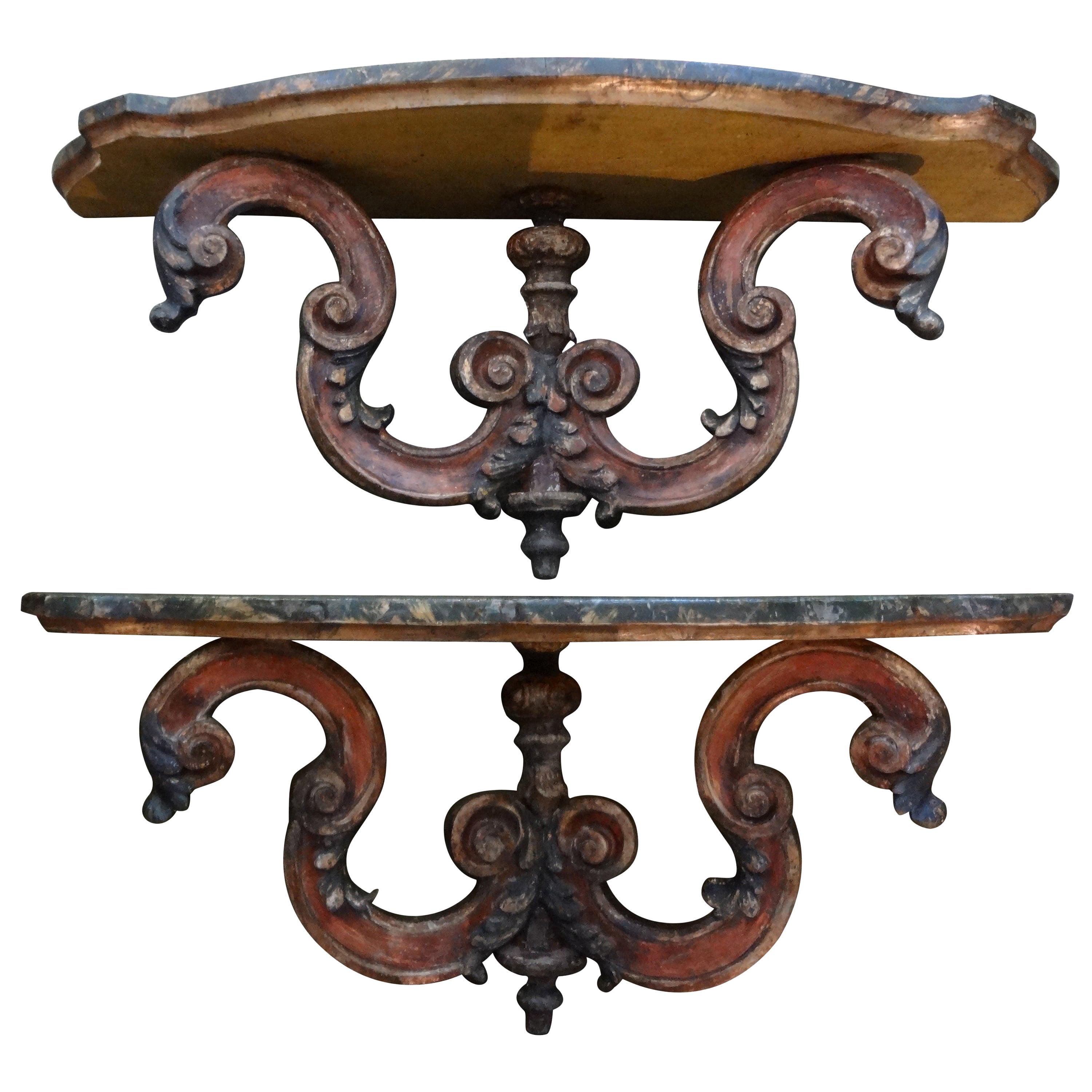 Pair of Italian Carved Gilt Shelves at 1stDibs