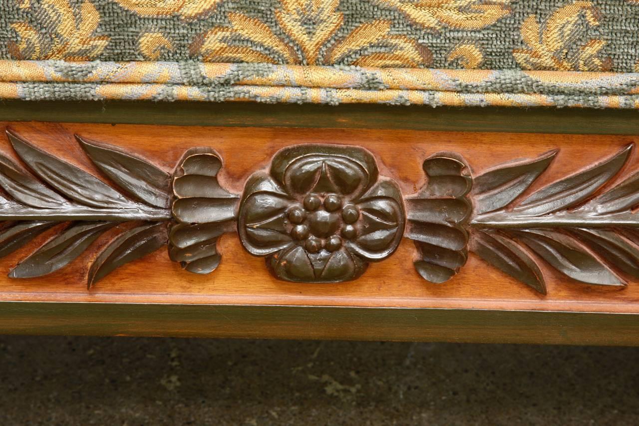 Pair of Italian Carved and Upholstered Ottoman Benches 5