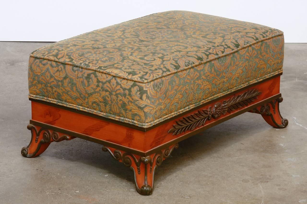 20th Century Pair of Italian Carved and Upholstered Ottoman Benches