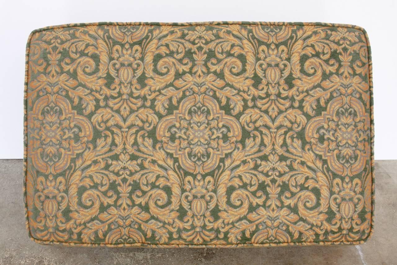 Fabric Pair of Italian Carved and Upholstered Ottoman Benches