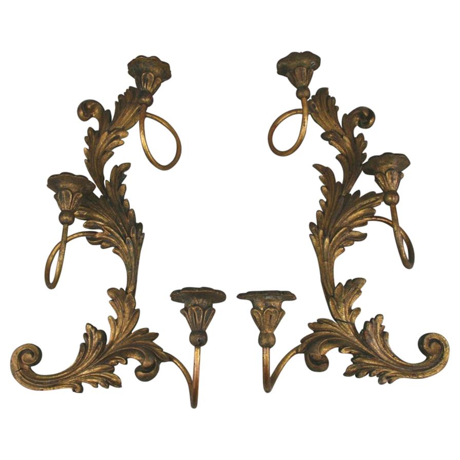 Pair of Italian Carved Candle Sconces