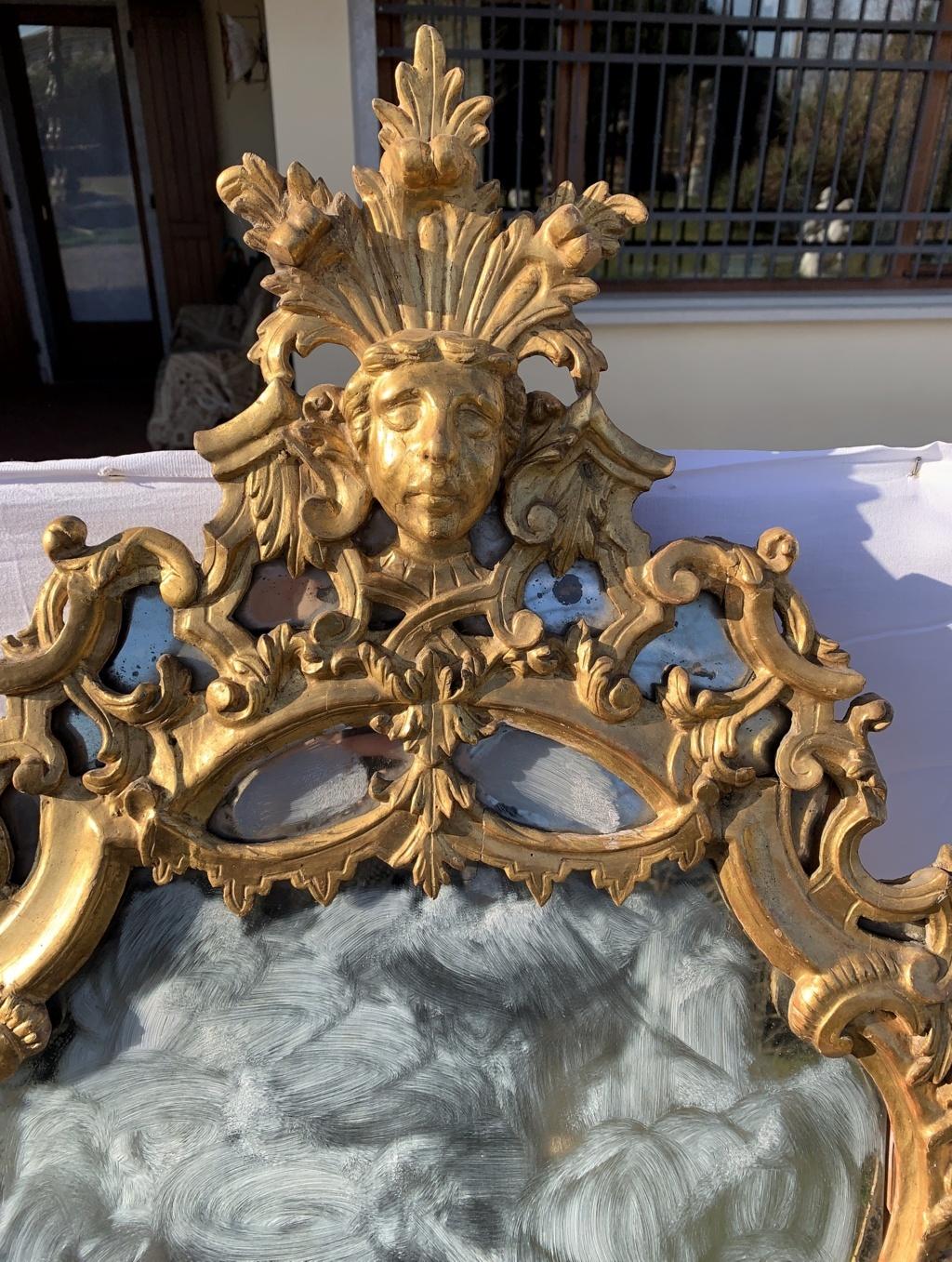Gilt Pair of Italian Carved Gilded Wood Mirrors. Rome 18th Century, Venice Rococo For Sale