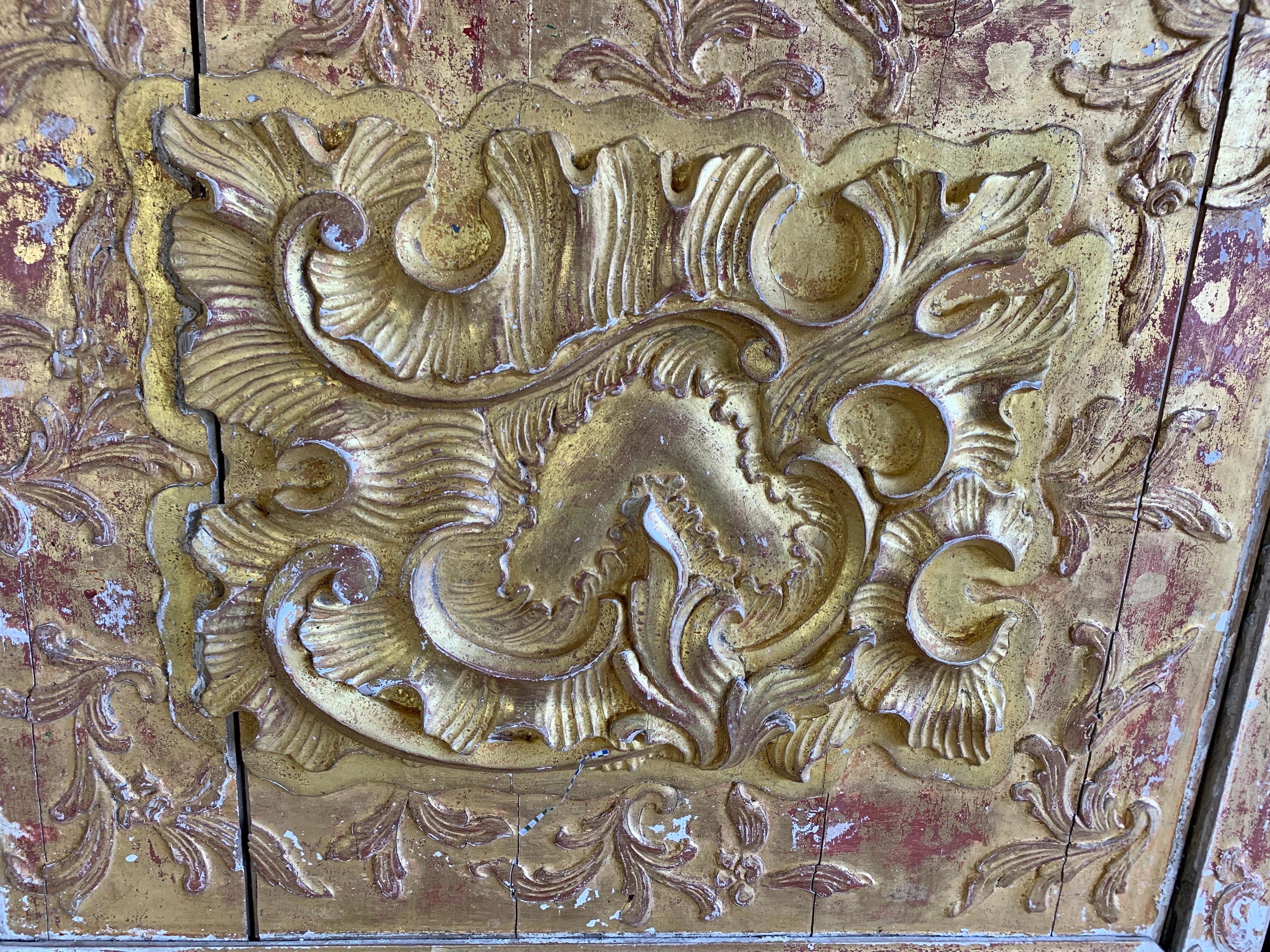 Metal Pair of Italian Carved Giltwood Panels, circa 1900s