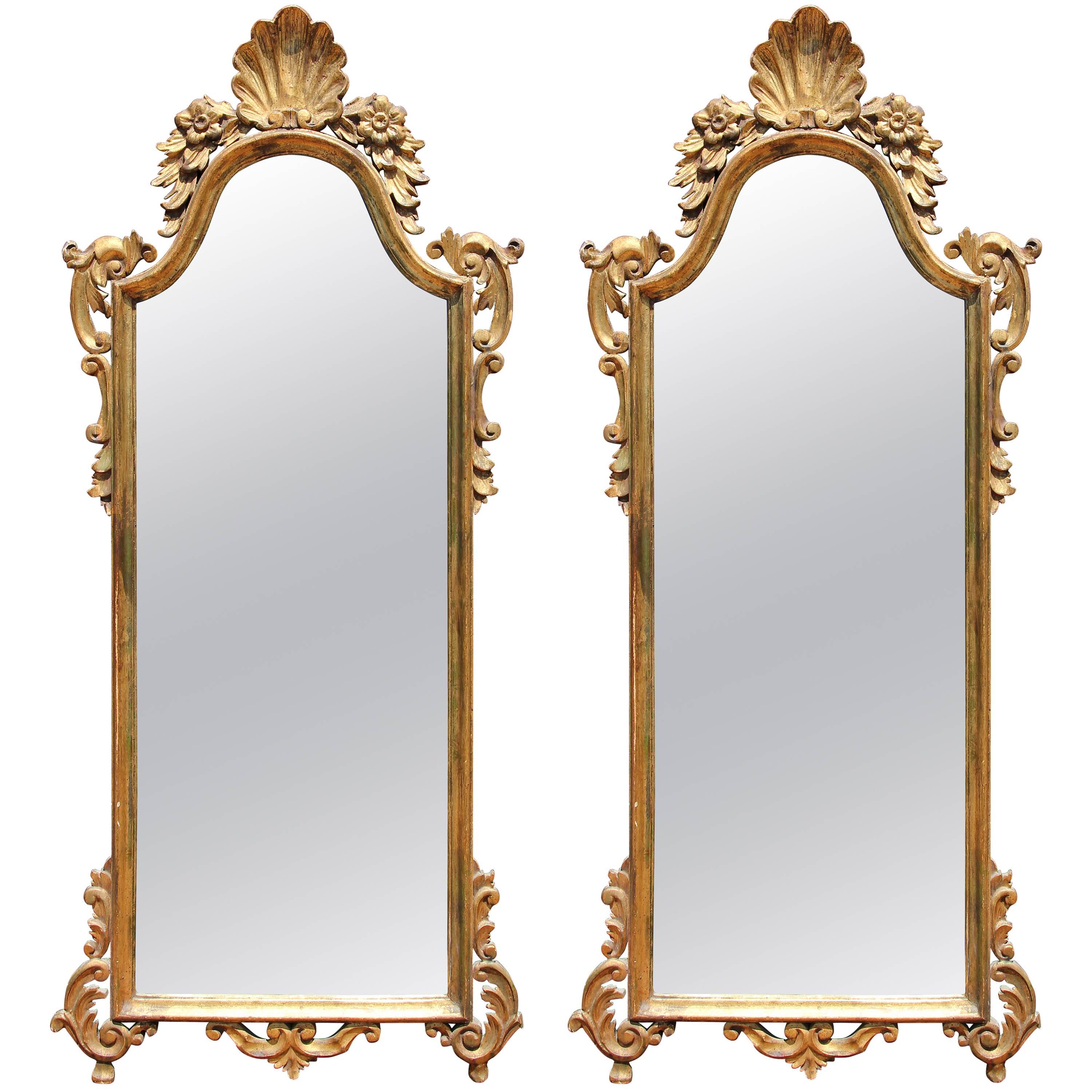 Pair of Italian Carved Giltwood Mirrors