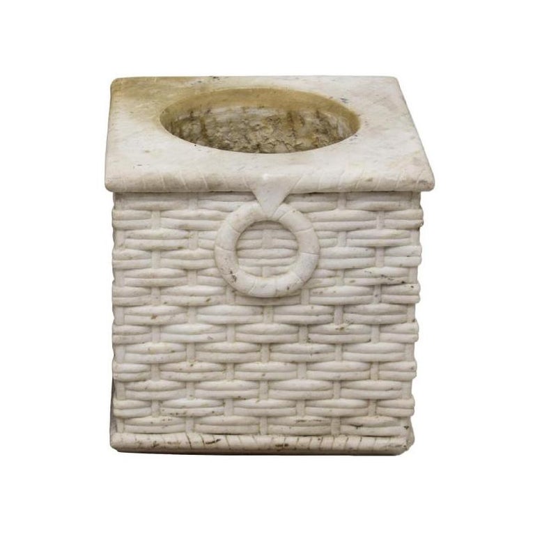 Pair of Italian Carved Marble Planters, 19th Century For Sale at 1stDibs