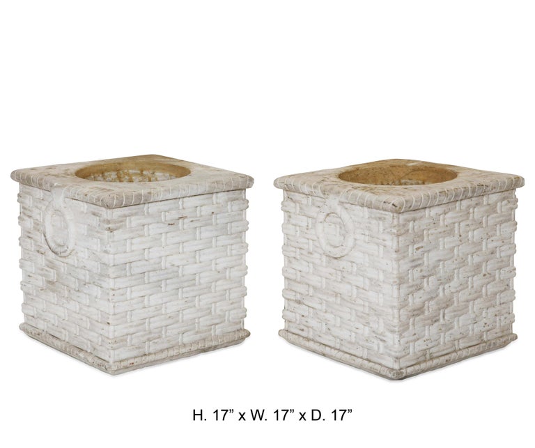 Pair of Italian Carved Marble Planters, 19th Century For Sale at 1stDibs